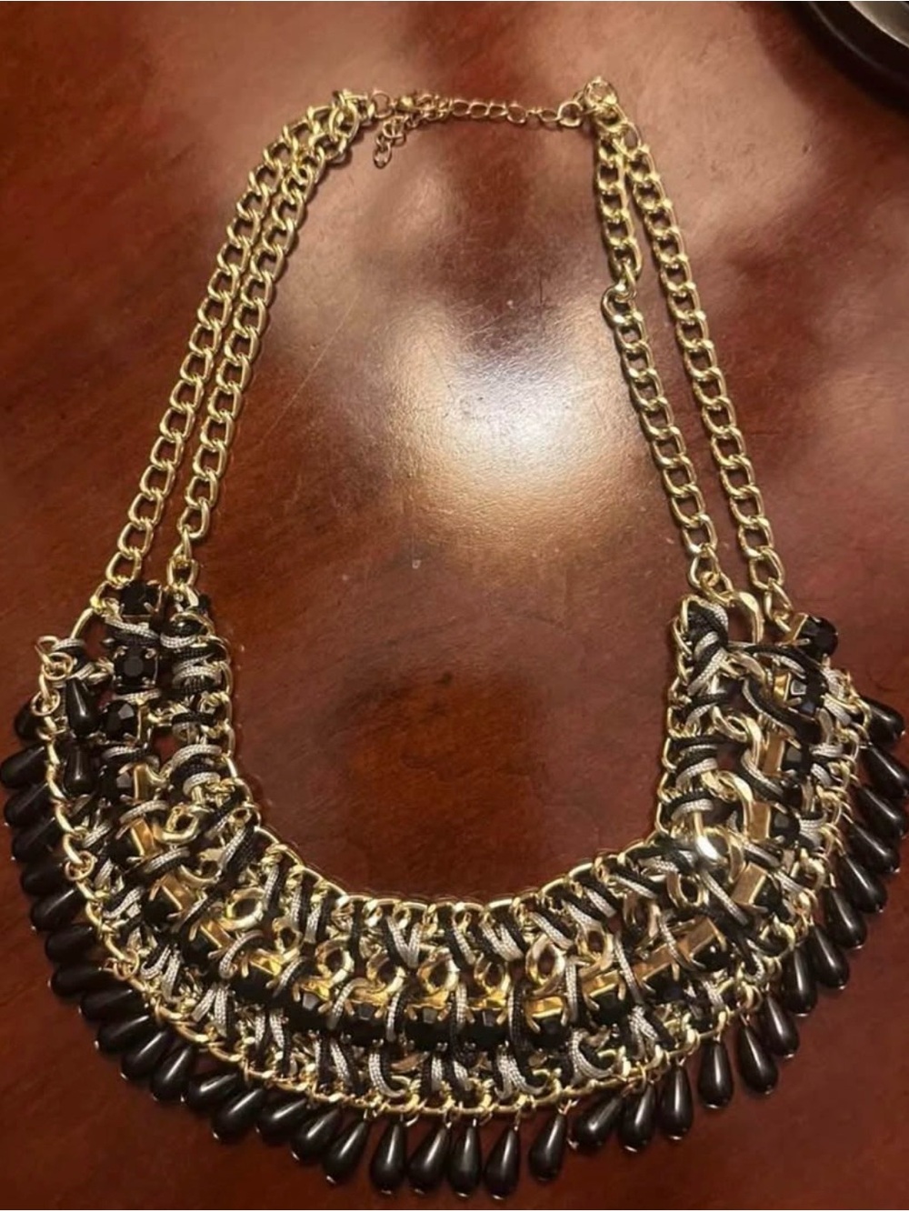 Gold and Black Statement Bib Necklace